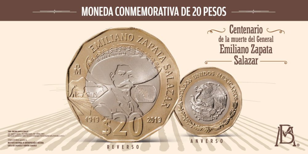 BANXICO, saca moneda conmemorativa del centenario luctuoso de Emiliano Zapata