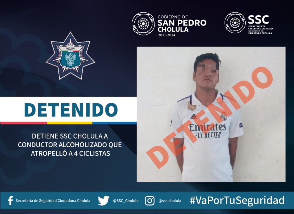 san pedro cholula, atropello a ciclistasborrachocaptura, paola angon