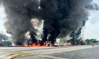 Explosión en Tabasco tras choque de pipa de combustible en caseta La Venta