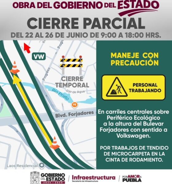 Cierre parcial en Periférico Ecológico por trabajos de rehabilitación
