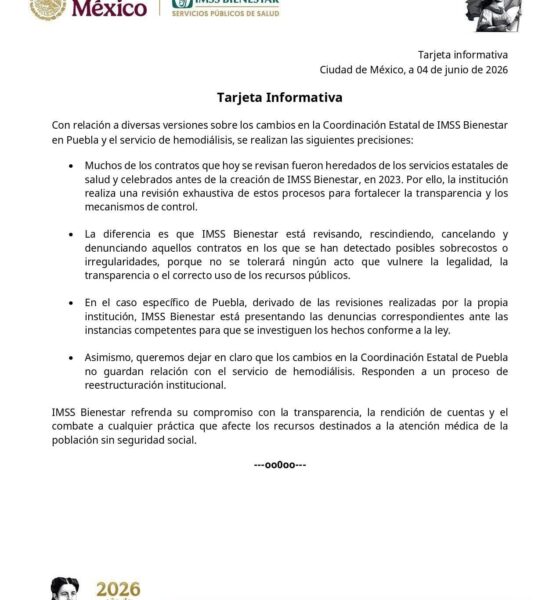 IMSS Bienestar cancela y denuncia aquellos contratos por posibles sobrecostos e irregularidades