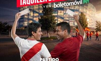 Boletos disponibles en taquilla del Estadio y en Boletomóvil; Perú contra España