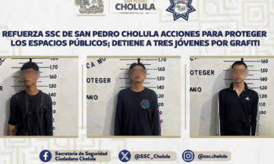 Grafiteros detenidos en San Pedro Cholula