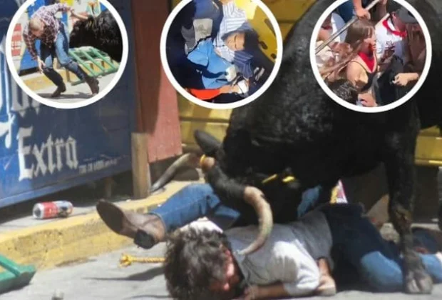 Rostro marcado por la tradición: Turista estadounidense sufre aparatosa cornada en un encierro