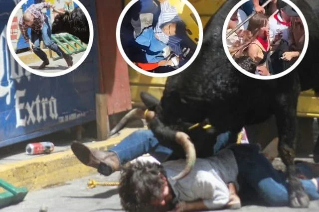 Rostro marcado por la tradición: Turista estadounidense sufre aparatosa cornada en un encierro