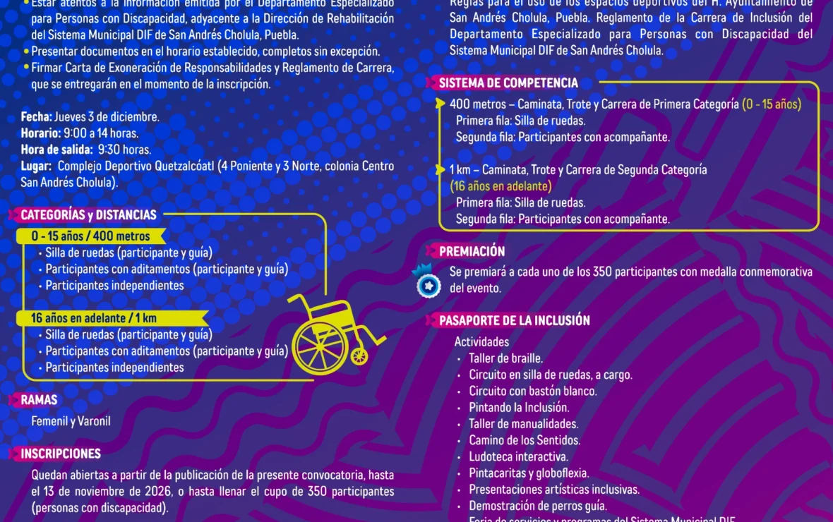 San Andrés Cholula presenta «DIF – Landia» y su primera Carrera Inclusiva