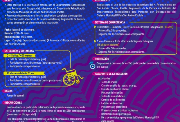San Andrés Cholula presenta «DIF – Landia» y su primera Carrera Inclusiva
