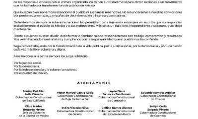 Gobernadores: reiteran el compromiso con la justicia social, la democracia y soberanía nacional.