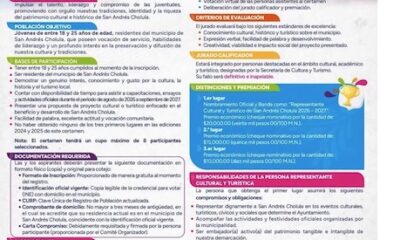 Convocan al certamen representante cultural y turismo 2026 de San Andres Cholula